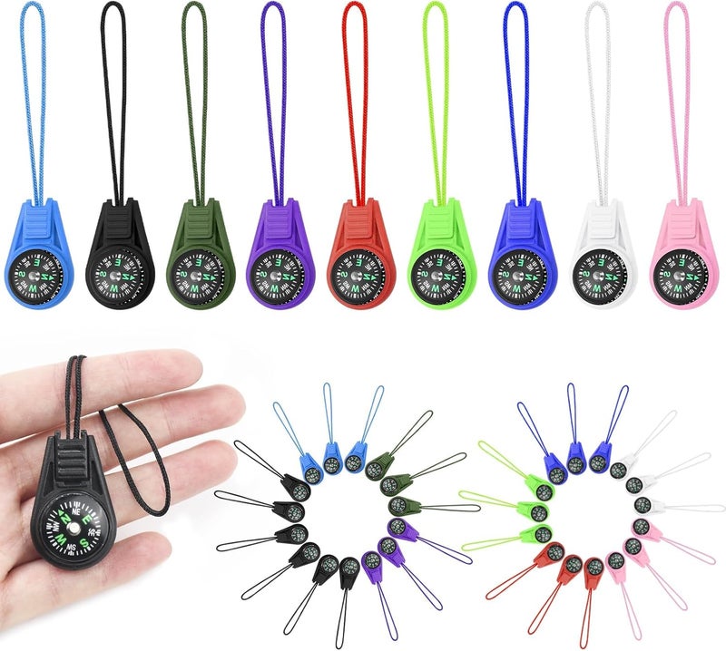 Taikula Mini Compass for Kids Keychain, Small Bulk Multi-Color Outdoor Camping Hiking Pocket Compass for Survival Kits Watchband Bracelet Necklace - Image 1